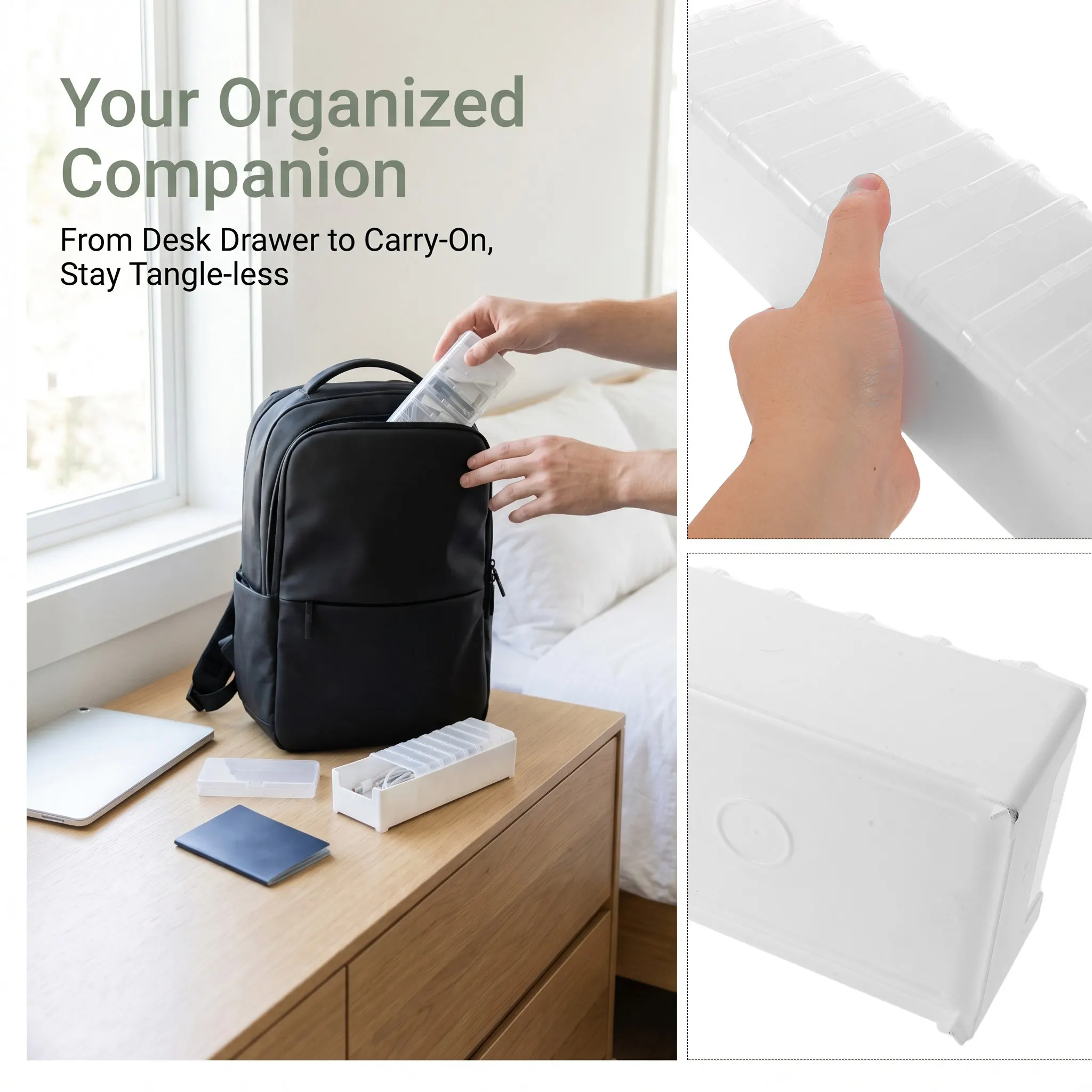 1Set Cable Management Box Transparent Dustproof Organizer 11 Compartments Electronics Charging Cord Storage Desktop Drawer