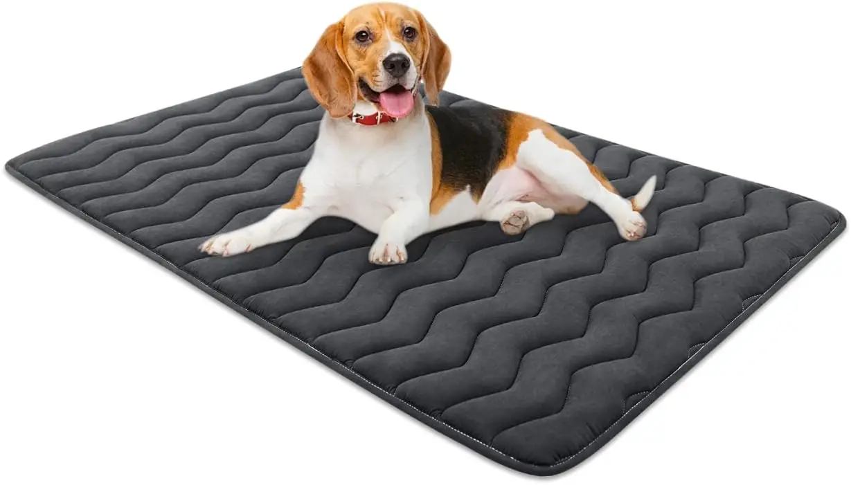 

Dog Crate Mat,Soft Dog Crate Mat With Anti-Slip Bottom,Machine Washable,Portable Kennel Pad, Lightweight Travel Flat Pet Beds