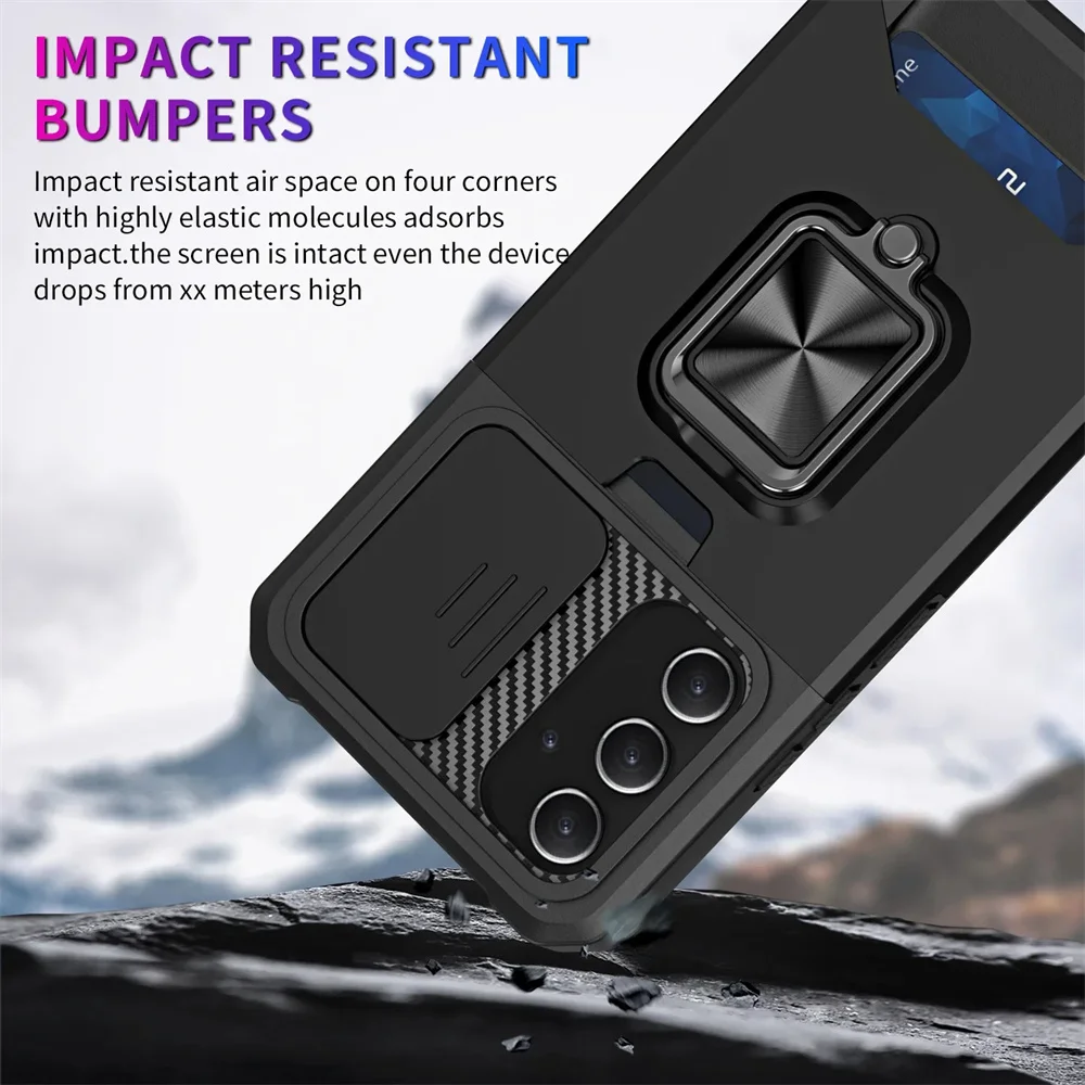 سامسونج غالاكسي A03 A04 A06 A54 A32 A52 A53 A25 A35 حامل البطاقة حالة حلقة حامل الدورية الشريحة عدسة الكاميرا العسكرية درع