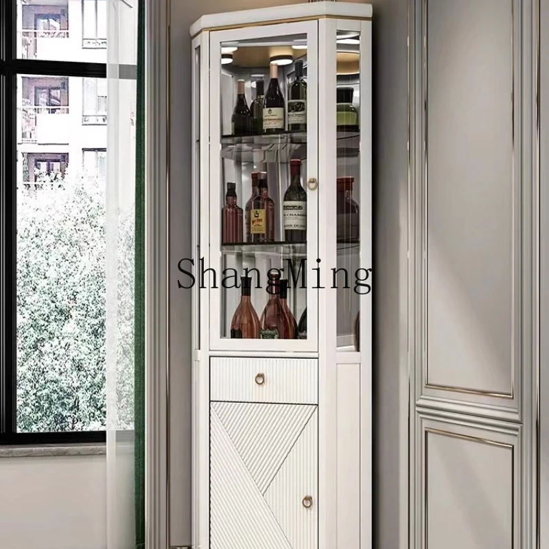 

ZYY solid wood light luxury triangular cabinet glass door display cabinet household corner display light modern and simple