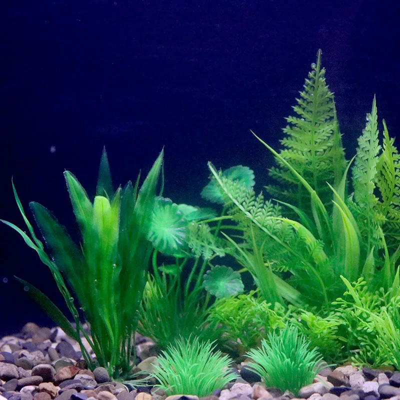 Plantas artificiais subaquáticas de plástico, para aquário, tanque de peixes, corte falso, visão, simulação de decoração