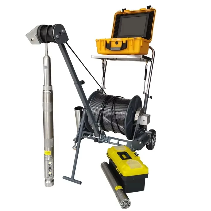 200-meter Cable 55mm Dual-camera Deep Well Camera With 360-degree Rotation Equipped With A Cart And A 12-inch LED Display Screen