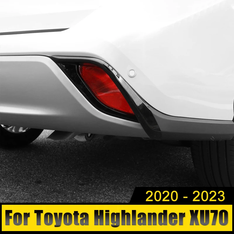 For Toyota Highlander XU70 Kluger 2020-2022 2023 ABS Rear Fog Lamps Cover Trim Foglight Eyebrow Decoration Strip Car Accessories