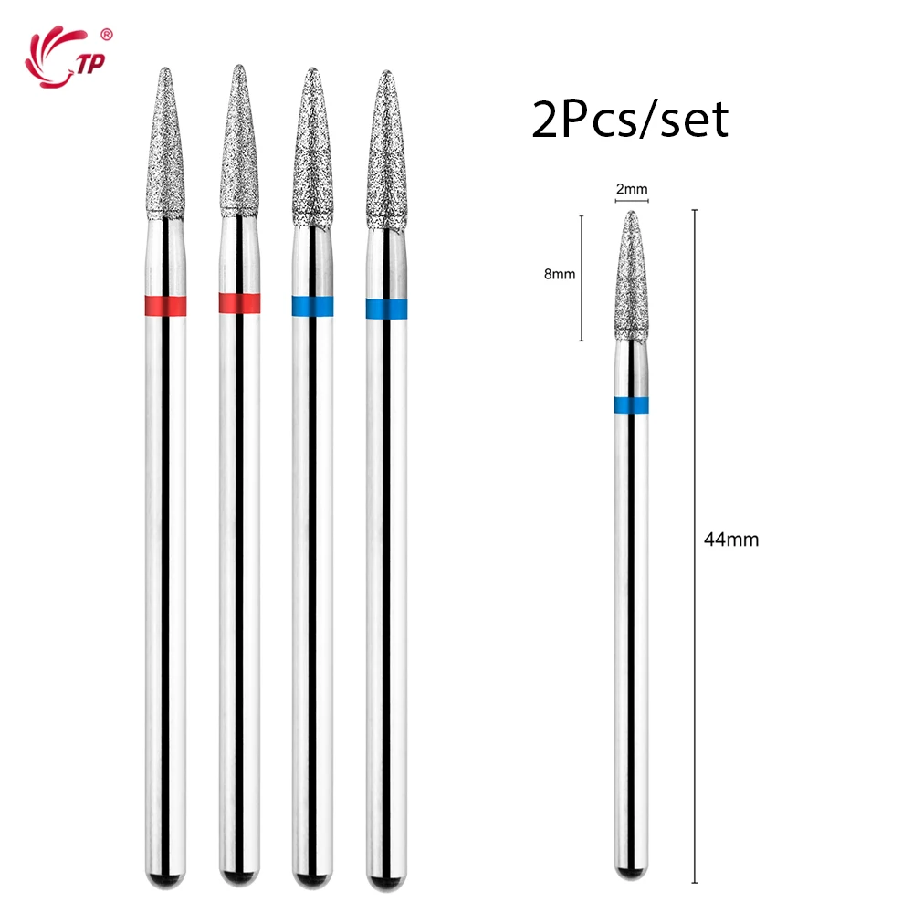 TP 2 قطعة غرامة الماس مسمار لقمة ثقب لهب شكل المطاحن الروسية بشرة نظيفة لدغ الكهربائية مانيكير التدريبات الأظافر اكسسوارات #1