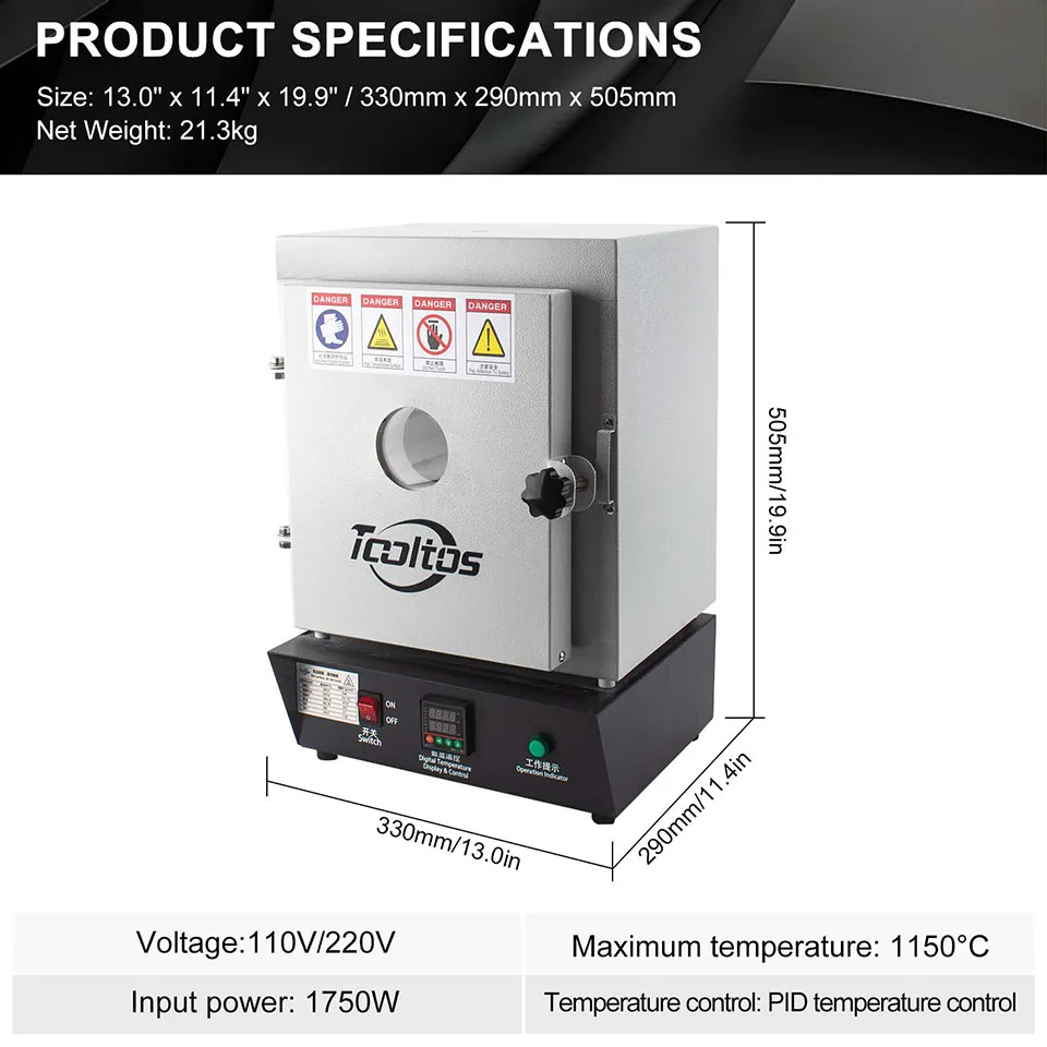 1150℃ Jewelry Casting Muffle Furnace with Observation Window Resistance Furnace for Metal Melting & Mold