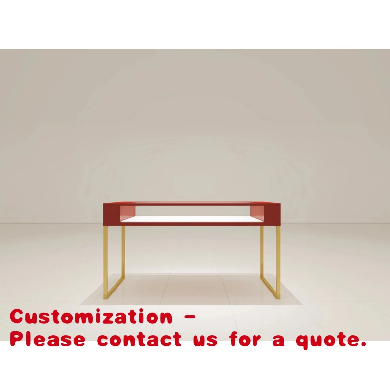 

Customize.High Quality Stainless Steel Glass Showcase Cabinet with LED Lighting Gold and Red Jewelry Retail & Luxury