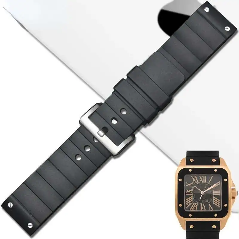 watch band For Cartie Watch With Silicone Santos W20121U2 Rubber Strap Male 23Mm