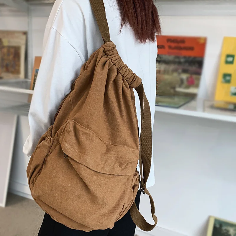 Women\'s Canvas Cute Drawstring Backpack Fashion Women\'s Laptop Schoolbag Fashion Women\'s Backpack Cool Girl Travel Schoolbag