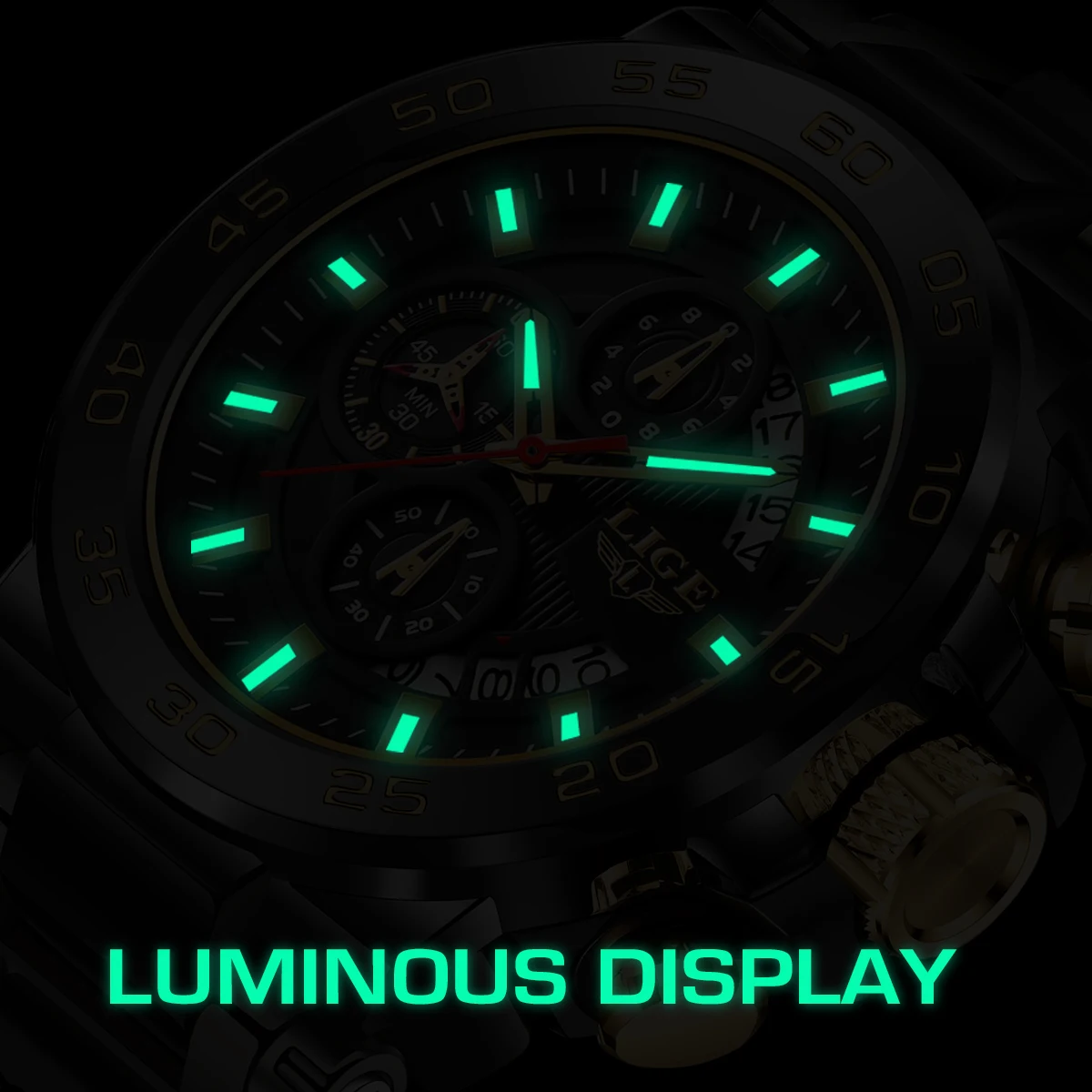 LIGE New Mens Watches Top Luxury Brand Big Dial Watch Men Waterproof Quartz Wristwatch Sport Chronograph Clock Relogio Masculino
