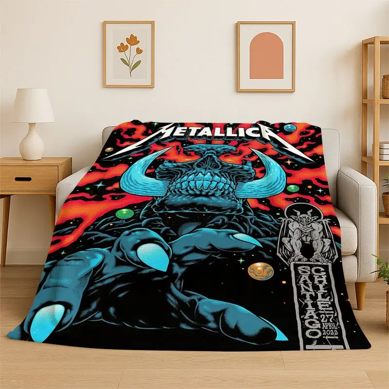 Metal Band M-Metallica Thrash Cartoon Soft Flannel Throw Blanket,Cozy Blanket for Bed,Couch,Sofa,Bedroom,Living Room,Picnic
