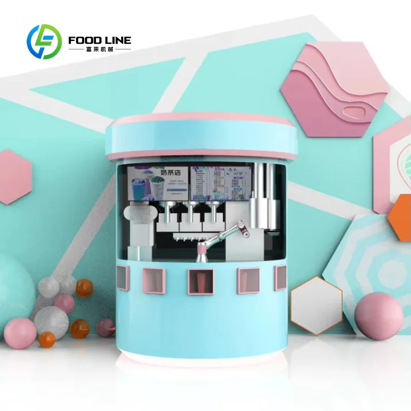 Customized Fully Automatic Kiosk Robot Arm Bubble Tea Vending Machine 50-Second Drink Milk Tea Making Robot