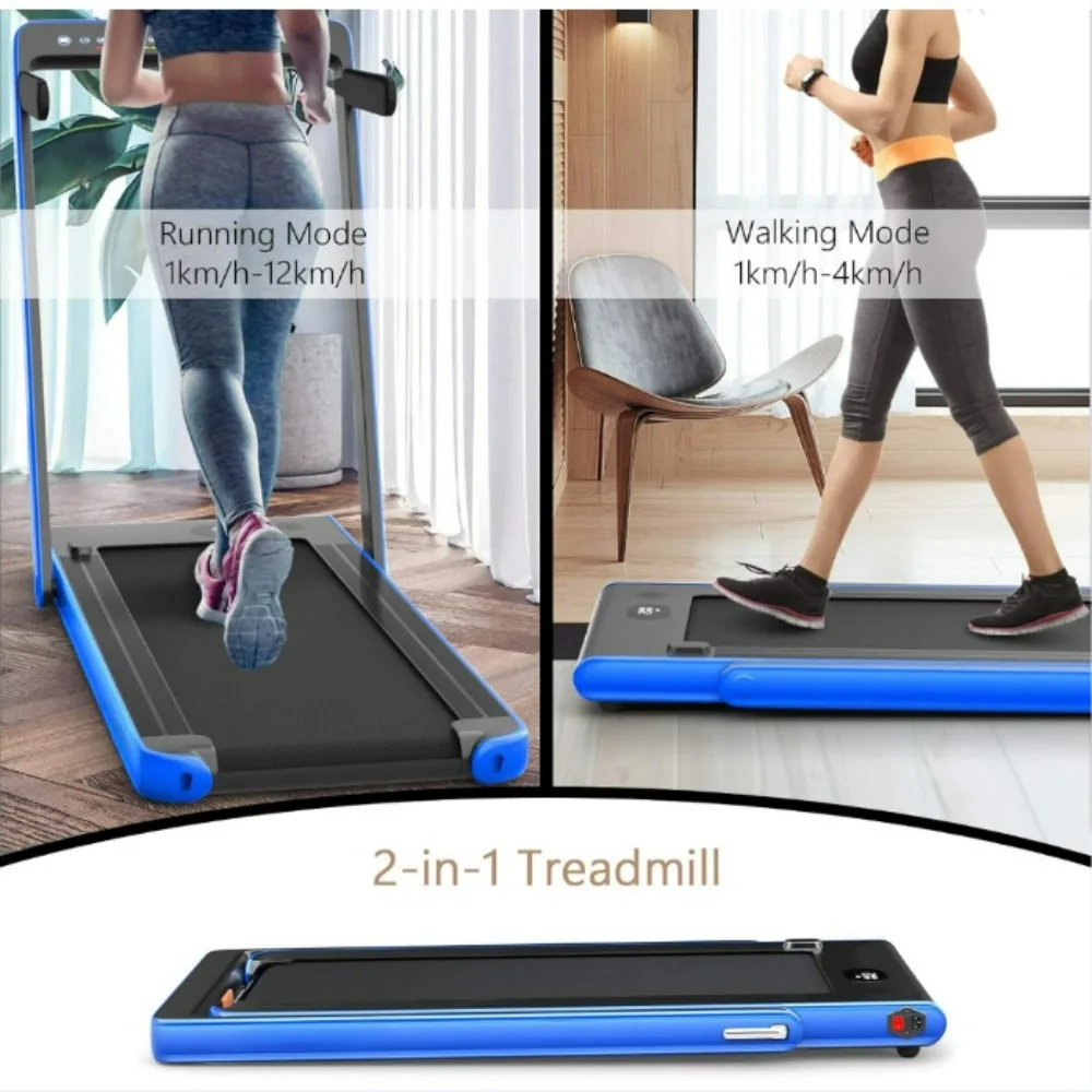 2 in 1 Folding Treadmill, Dual Display, Under Desk Electric Pad Treadmill, Blue Tooth Speaker, APP Control, Remote Control.