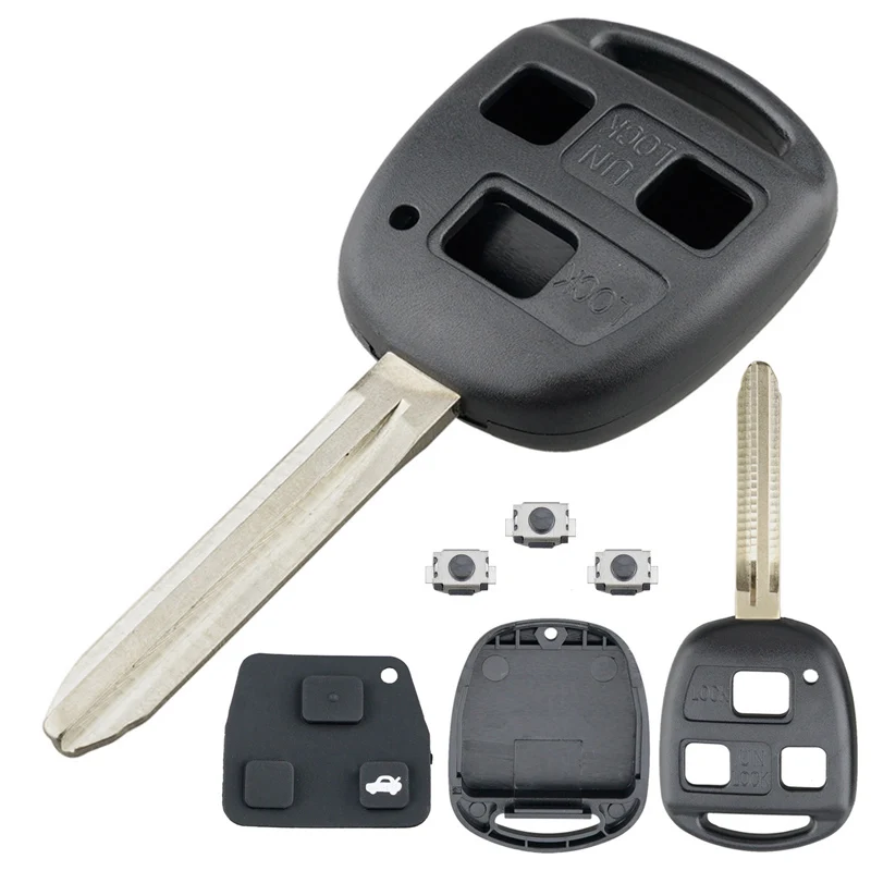 

3 Buttons Fit for Toyota / Yaris / Prado Car Remote Key Shell Rubber Button Pad with TOY43 Blade 3 Micro Switches