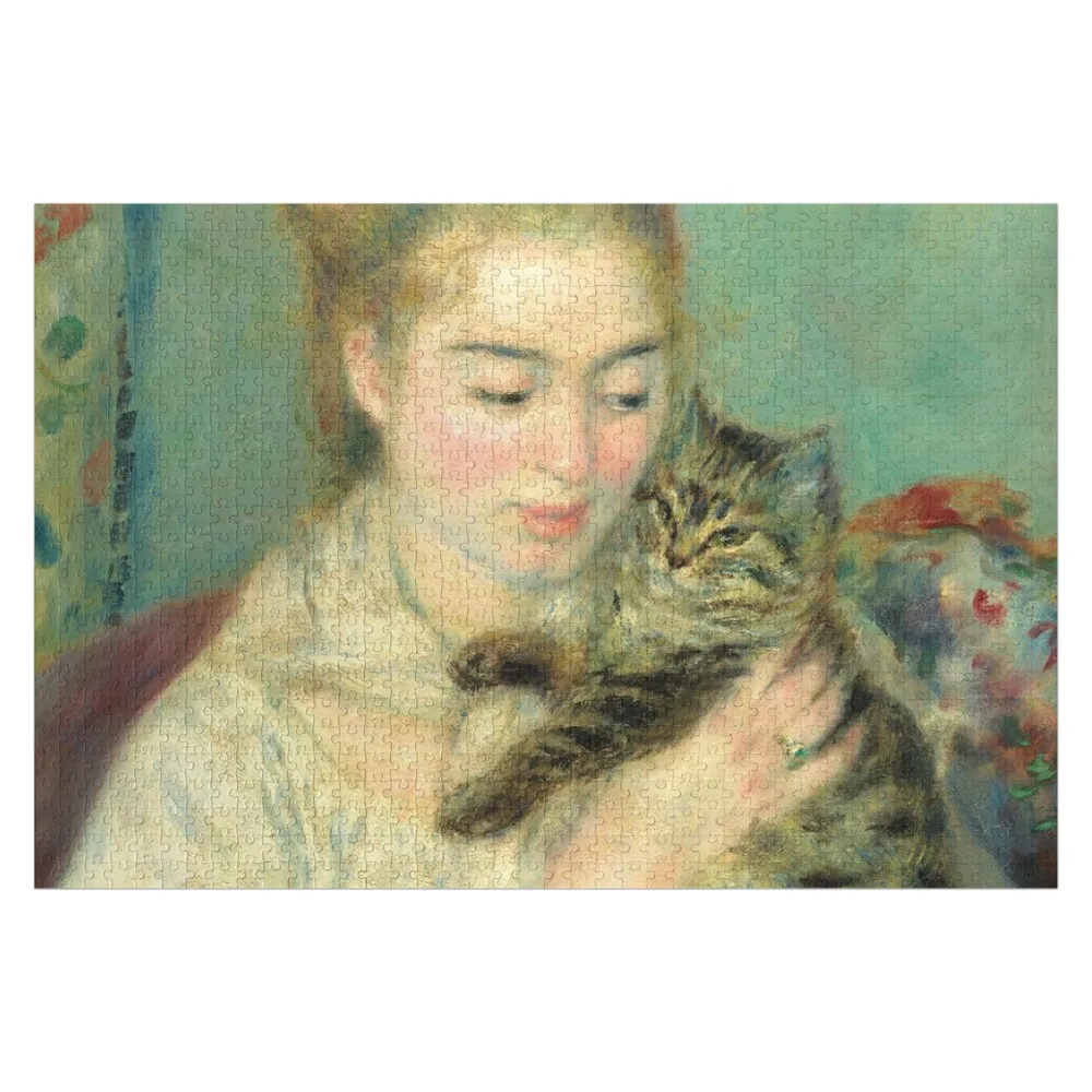 Woman with a Cat - Pierre Auguste Renoir Jigsaw Puzzle Personalized Child Gift Anime Name Wooden Toy Custom Name Wood Puzzle