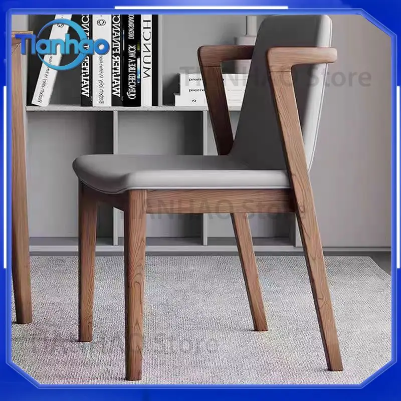 Solid Wood Dining Chair for Small Spaces Modern Minimalist Ash Wood Desk Chair with Backrest Comfortable Conference Seat