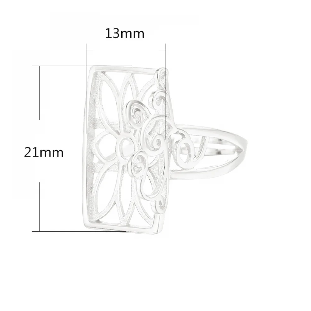 925 Sterling Silver Adjustable Blank Rings Setting for 13X21mm Rectangle Cabochon DIY Handmade Ring Jewelry Making Finding