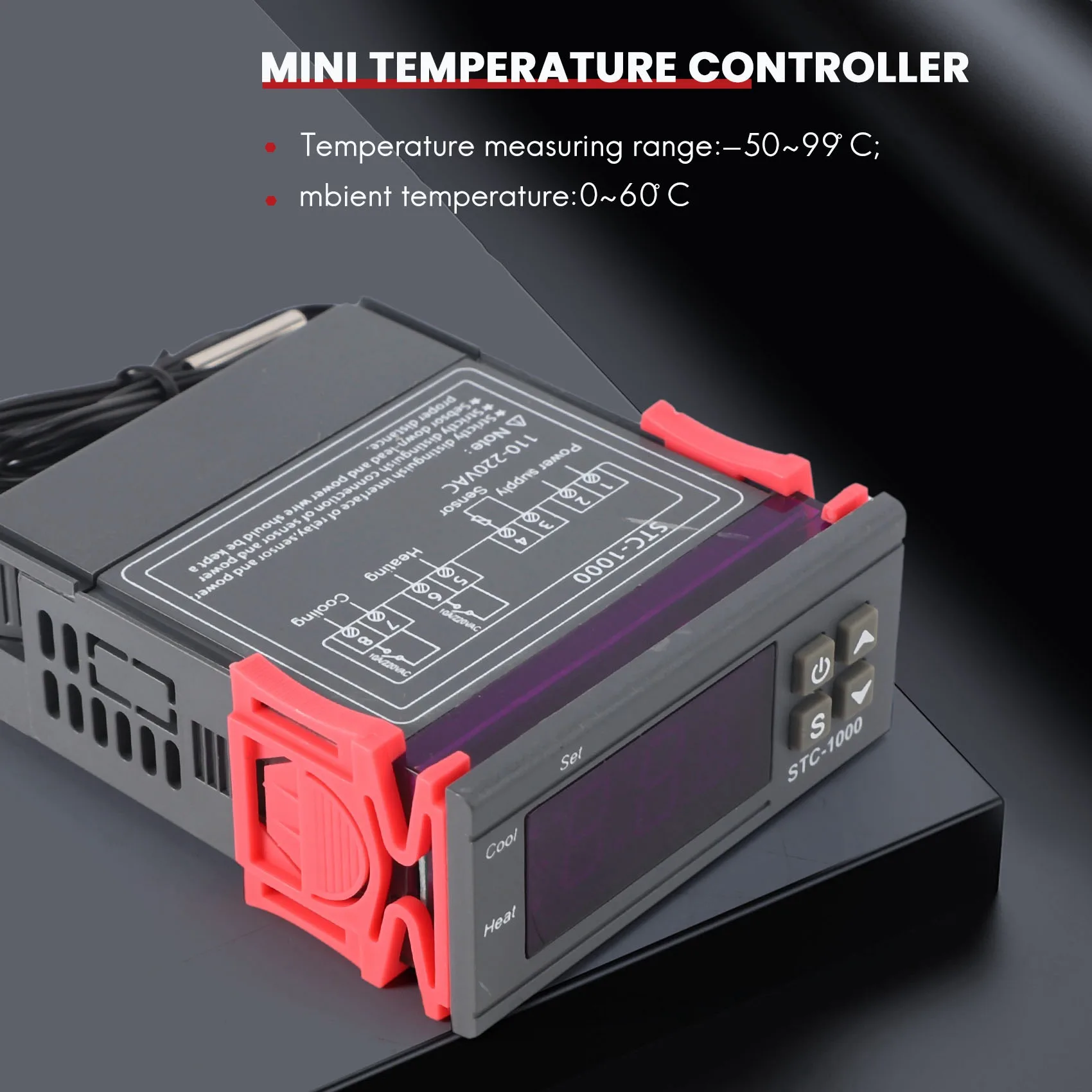 A93E-220V Digital STC-1000 Temperature Controller Thermostat Regulator+Sensor Probe