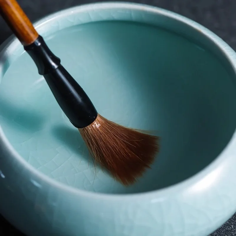 Large Ge Kiln Longquan Celadon Brush Washer Ceramic Basin For Calligraphy Chinese Painting Ink Grinding Four Treasures Of Study