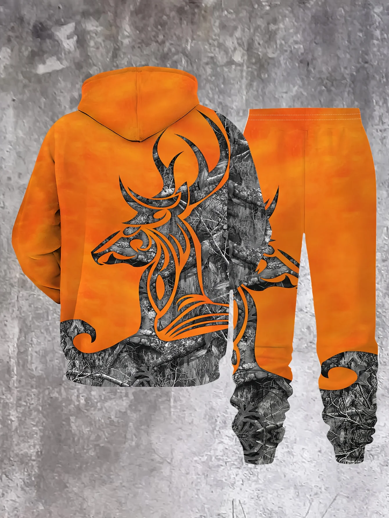 جديد وصول عارضة الشتاء الخريف الغزلان 3D مطبوعة هوديي وسراويل مجموعة رياضية 2 قطعة مجموعة ملابس رياضية الرجال الملابس البدلة