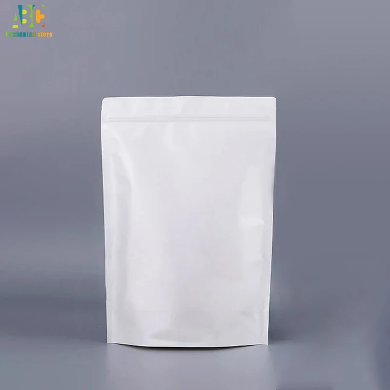 Customized White Kraft Paper Bags, Dried Fruit Coffee Candy Tea Gift Packaging Pouch, Stand Up Zip Lock Bag, Print Logo