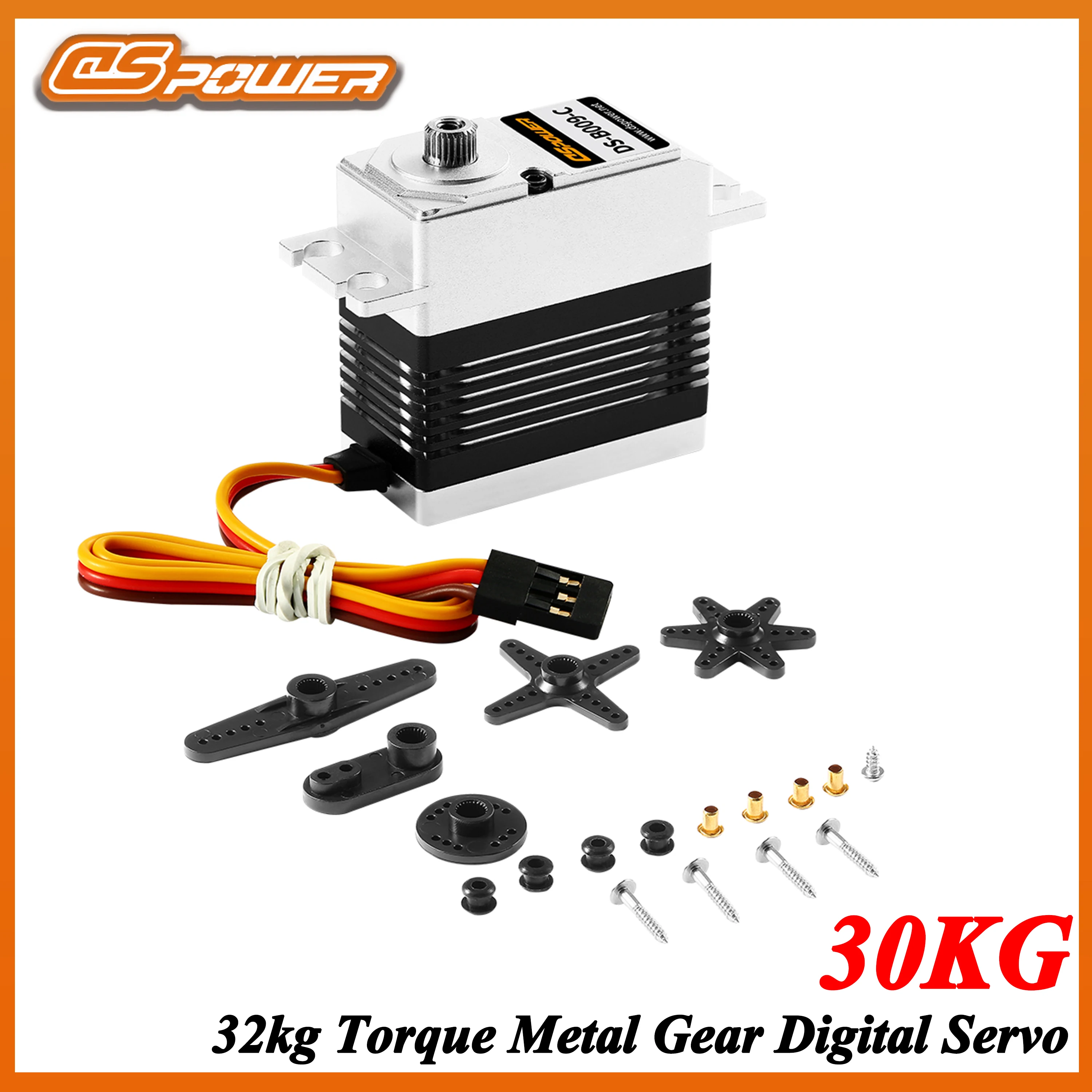 Dspower 30kg metal engrenagem motor sem escova à prova dwaterproof água rc servo para 1/8 1/10 rc carro deriva carro rastreador caminhão robô braço wltoys traxxas