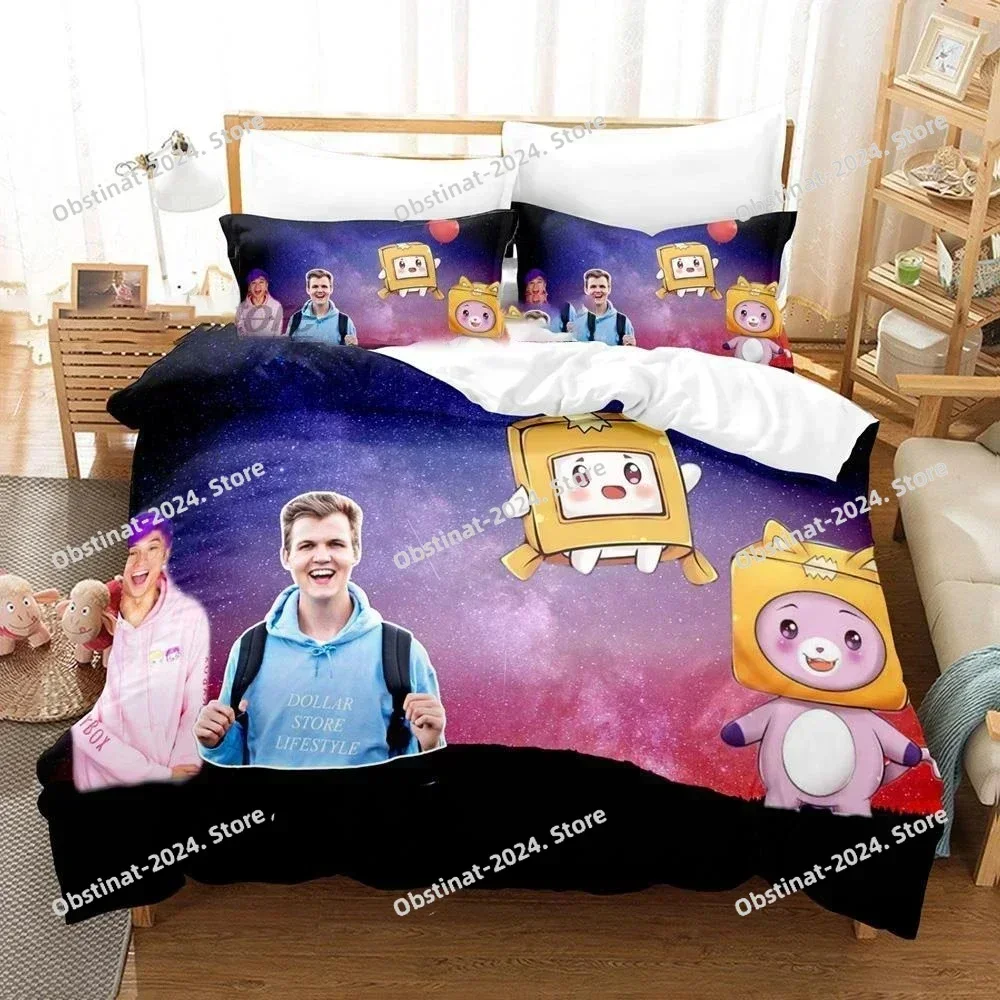Cartoon Foxy Boxy Lanky-box Printed Bed Set Duvet Cover Pillowcase Bedding Set Bed Linen Sheet Quilt Cover Full Queen King Size