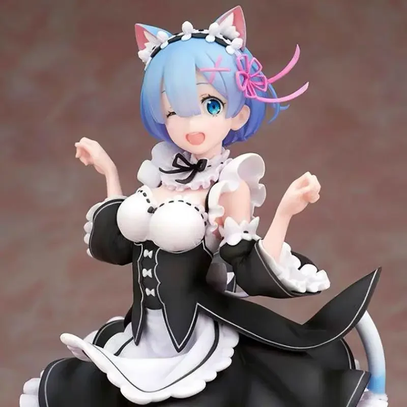 Life in A Different World From Zero Anime Figure Kawaii Rem Maid Cat Ears Boy Bedroom Chassis Ornament Cute Girly Heart