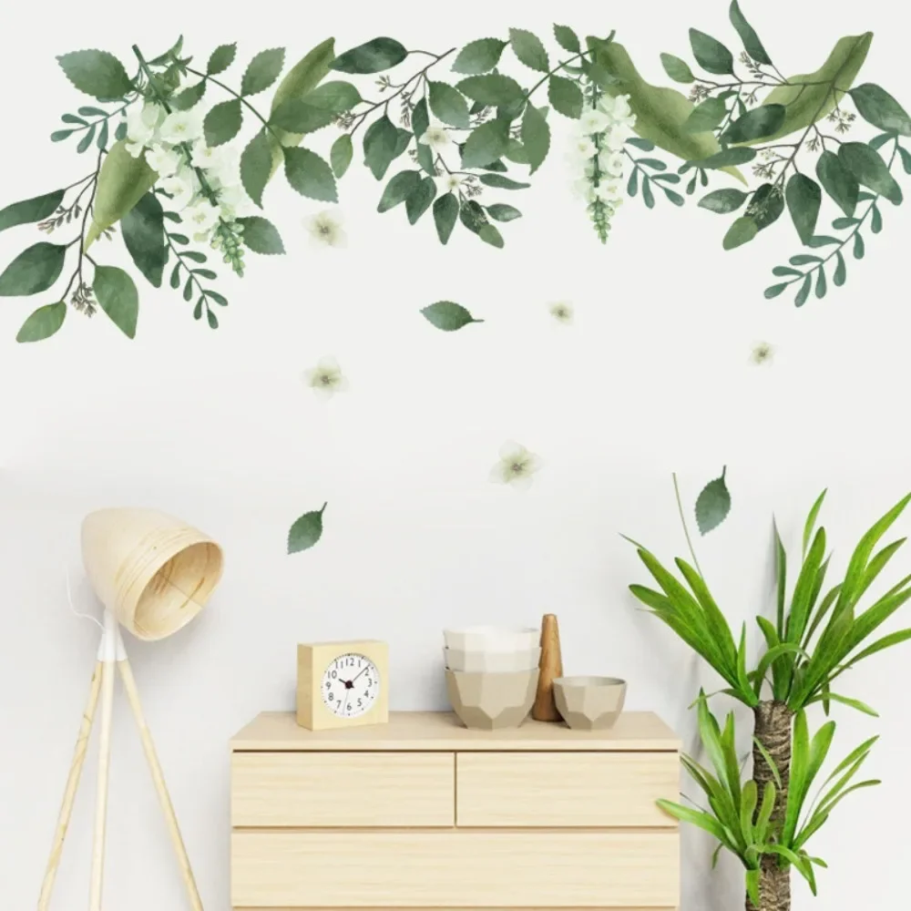 Home Removable Tropical Leaves Flowers Bird Wall Stickers Bedroom Living Room Decoration Mural Decals Plants Wall Paper Decor