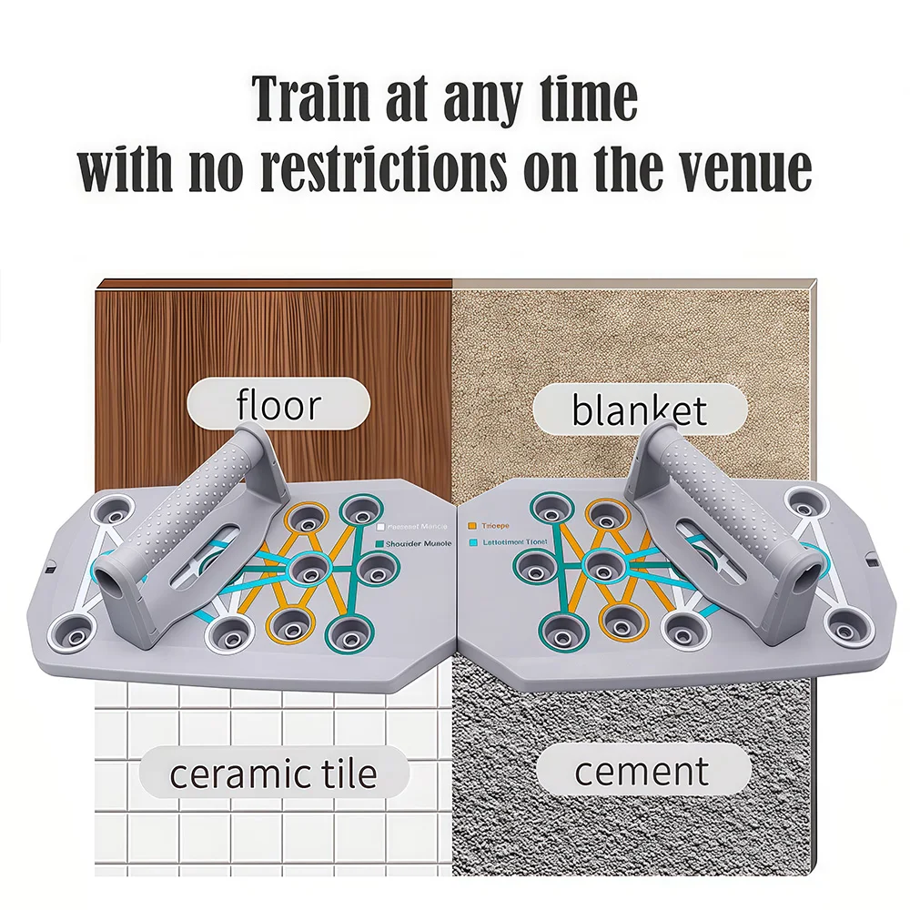 Portable Folding Push-Up Board, Multi-Functional Anti-Slip Mat With Handle, Home Fitness Exercise For Chest gallery 3
