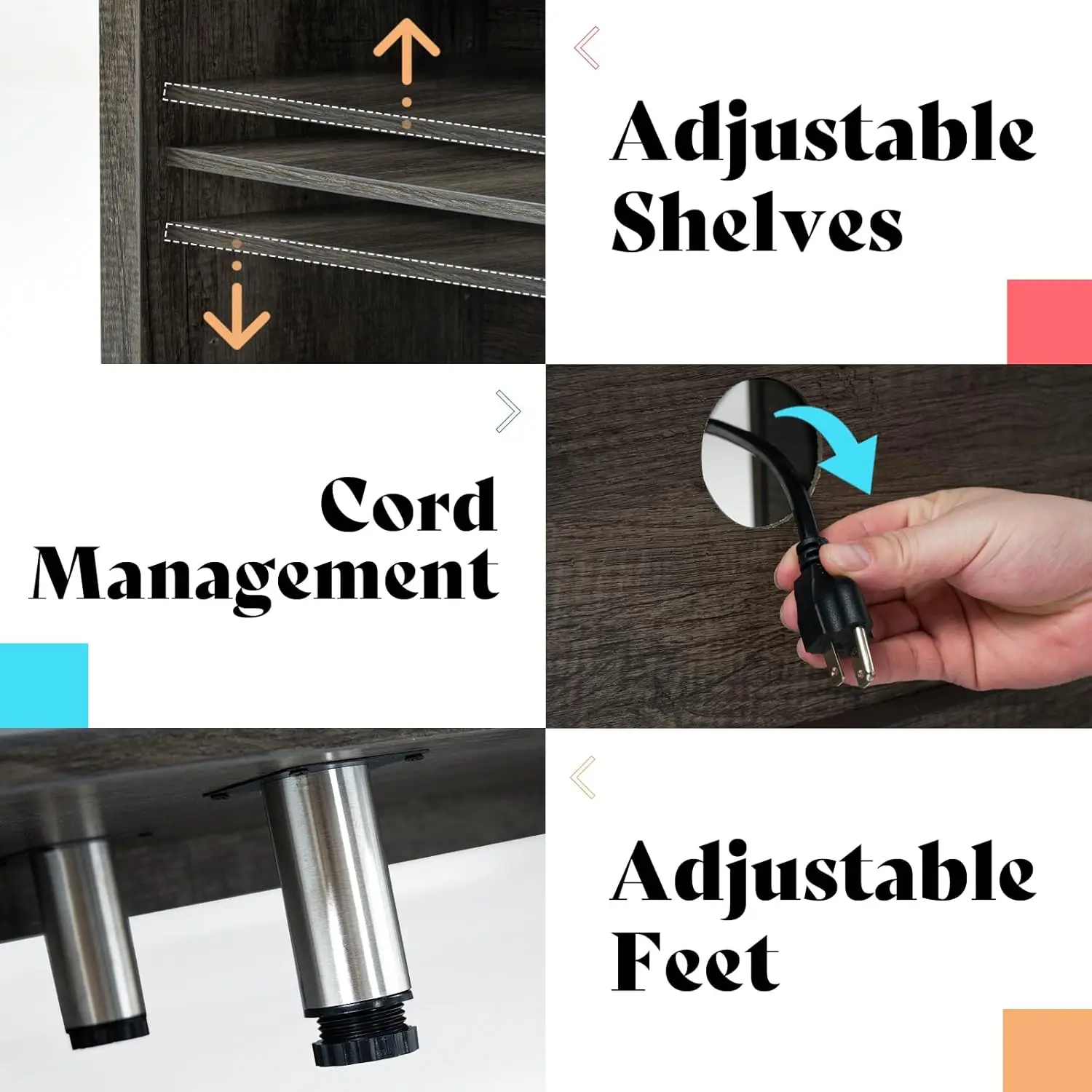 Lareira TV Stand com madeira textura, Entertainment Center, lareira elétrica, 23 polegadas