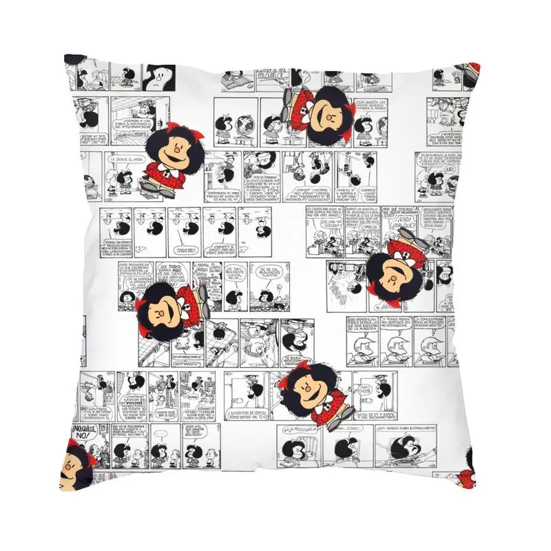 Fashion Manga Quino Mafalda Kawaii Cartoon Square Throw Pillow Case Decoration 3D Double Side Printed Cushion Cover Living Room