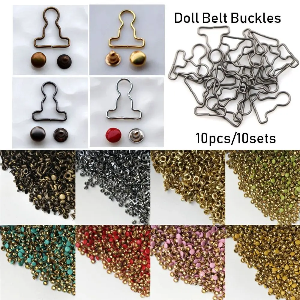 10Pcs/10Sets Mini Doll Belt Buttons Gourd Style Dolls Buckles Metal Buckle Mini Ultra-small Buckle Trousers Bags Accessories