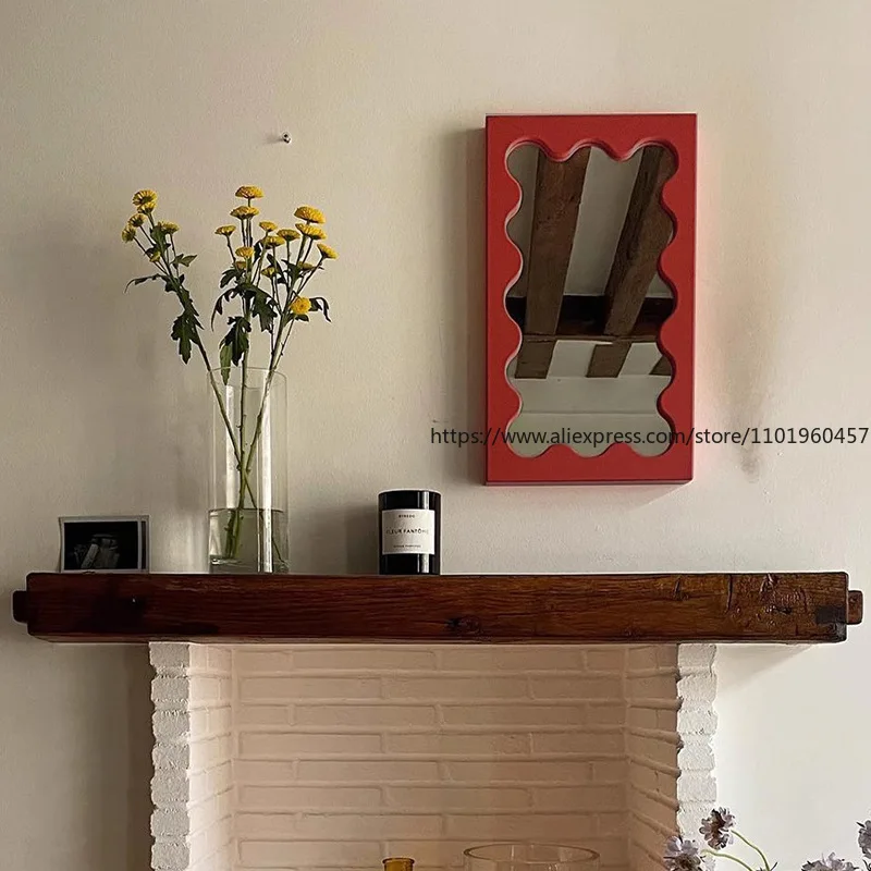 Nordic Ins-Style Rechteckige Wellenförmige Dressing Desktop Make-Up Spiegel Wand Badezimmer Schlafzimmer Eingang Spiegel