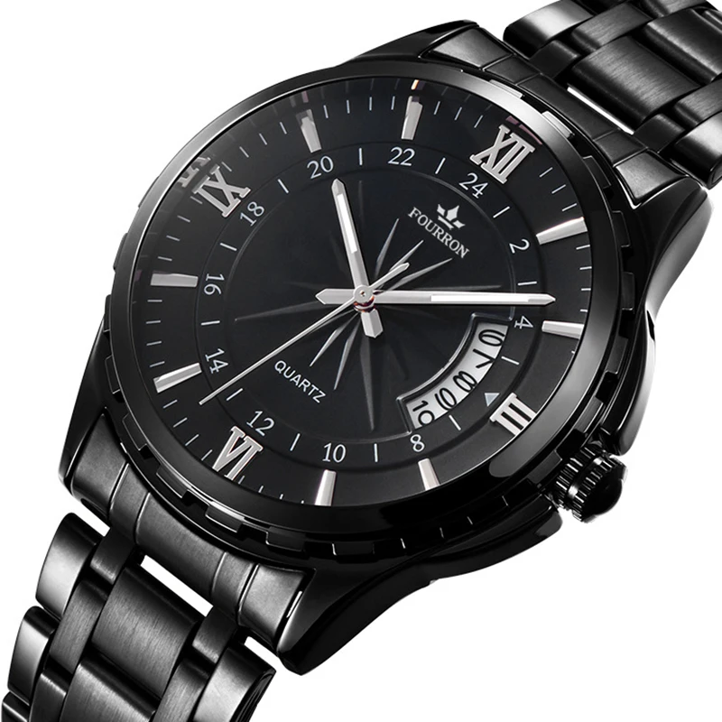 Men Watch Fashion Trend Calendar Night Light Waterproof Steel Strip Non Mechanical Watch Business Leisure Quartz Watches for man