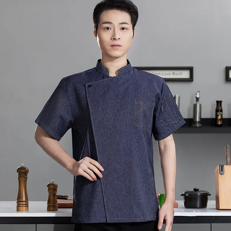 Uniforme de trabajo de cocina para restaurante de Hotel, chaqueta de Chef de manga corta, panadería, pastelería, ropa de cocina para empleados, verano