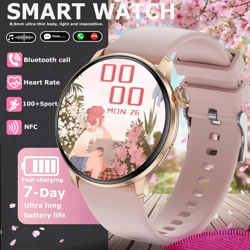 

2025 New ultra-thin Bluetooth call smartwatch for Women 5 Mini Sports tracking Heart rate monitoring health smartwatch for women