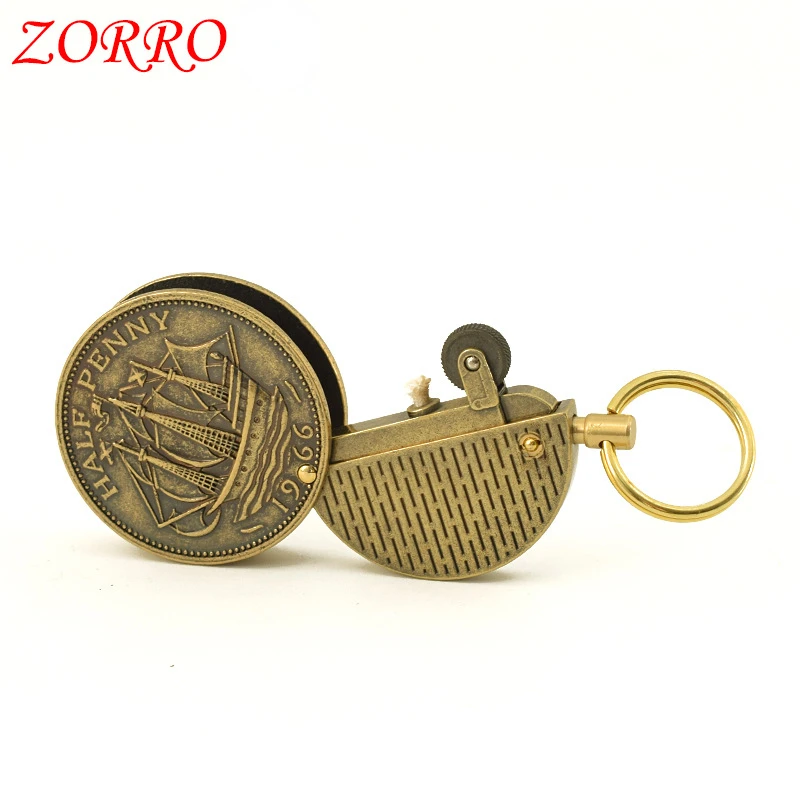 Zorro Kerosene Lighter Small Jewelry Pendant Is Light and Compact, Easy To Carry, Retro Grinding Wheel Head Creative Lighters