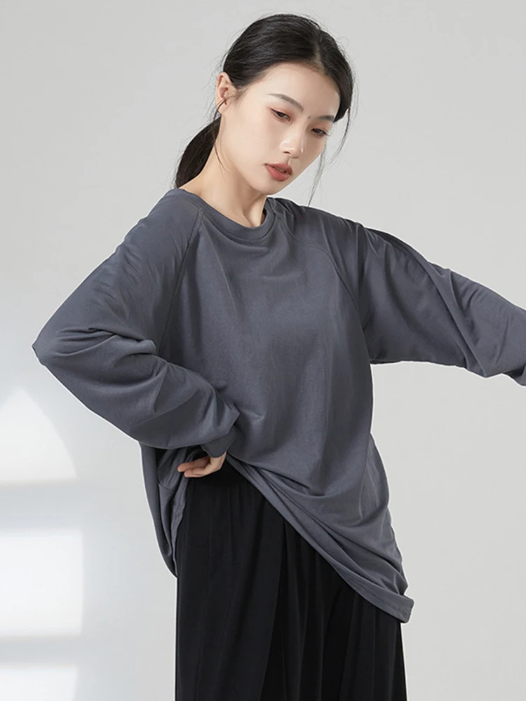 Women’s Loose Long Sleeve Dance T-Shirt Soft Breathable Yoga Shirt Classical Dance Training Workout Blouse Modern Dance Top