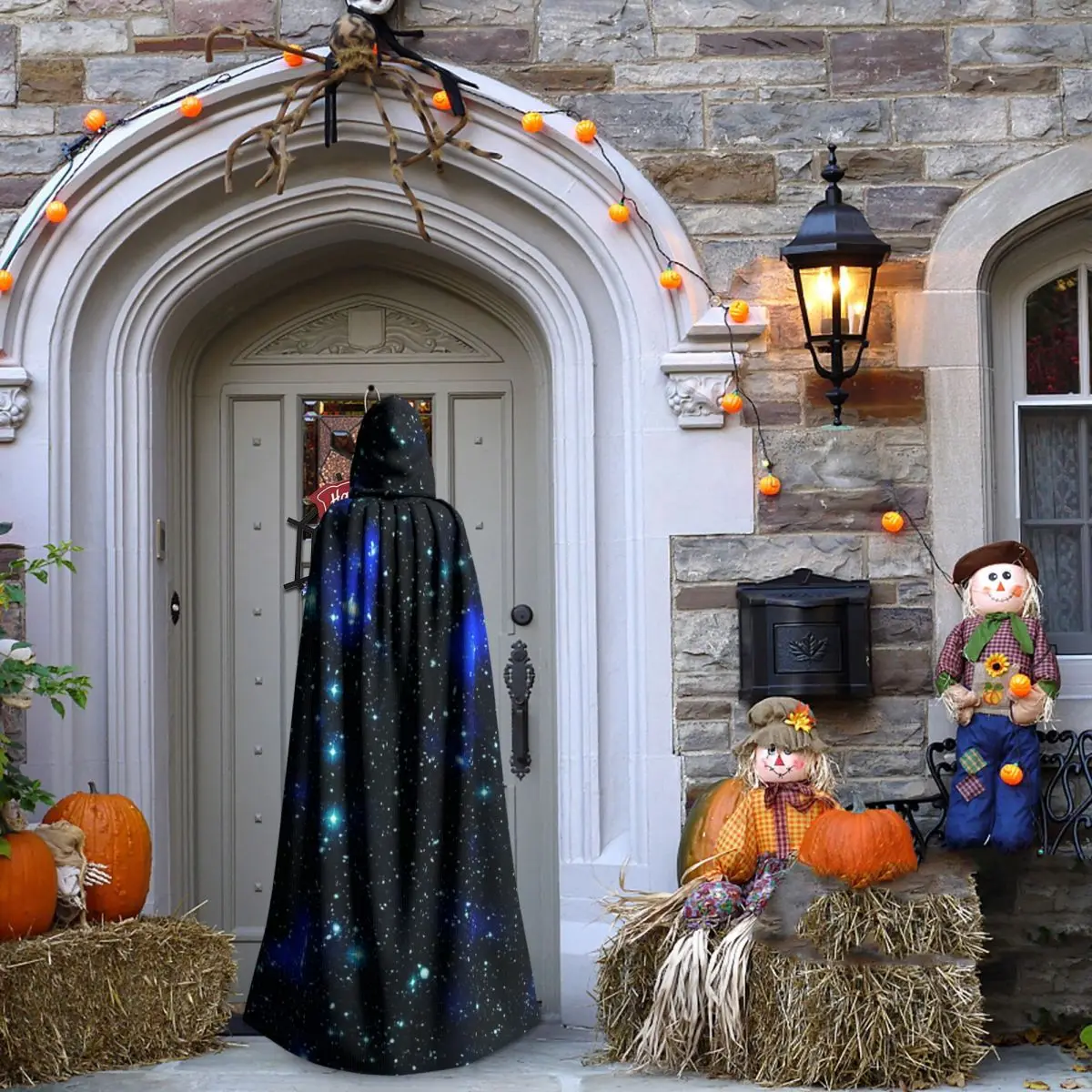 Созвездие, кластеры звезд, галактики, принт, Хэллоуин, длинный плащ с капюшоном, ведьма, средневековый костюм, накидка для косплея, Хэллоуин, вампир