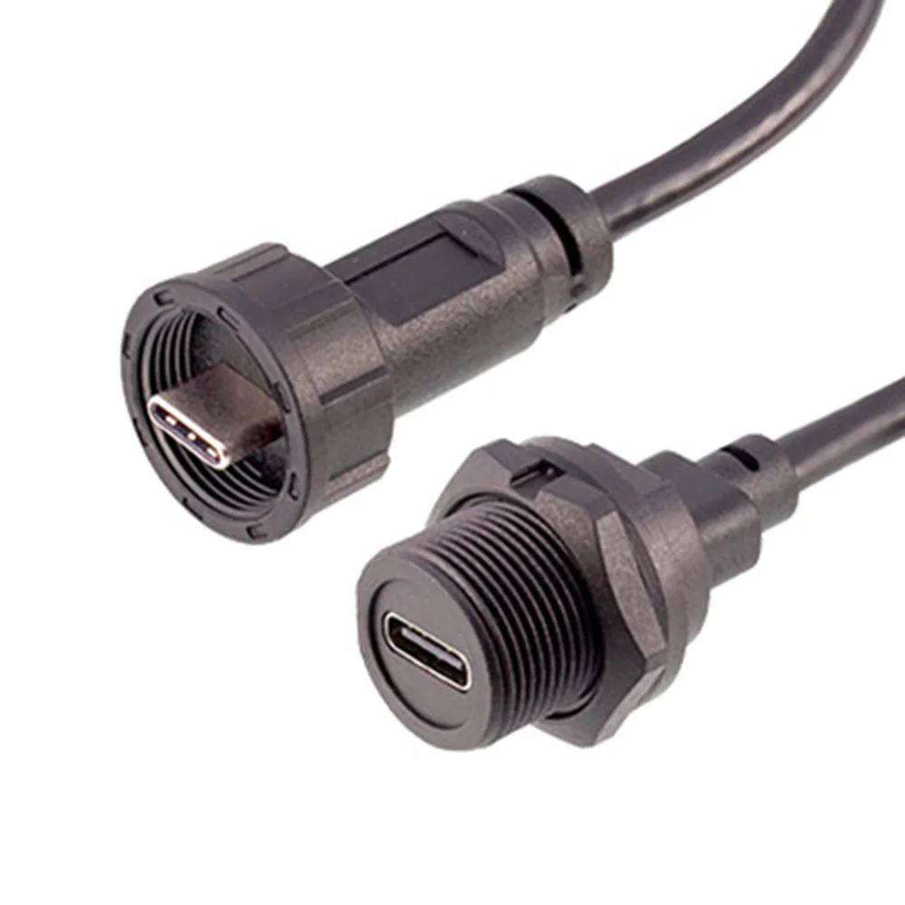 Threaded TYPE C Waterproof IP67 IP68 Charging Data Connector USB 3.1 Type-C Male Female Installation PCB Plug Socket USB3.1