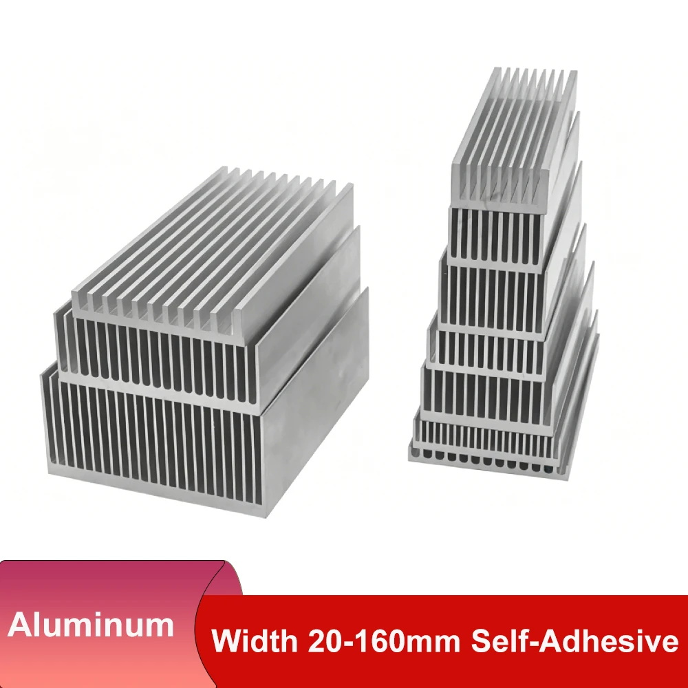 1pcs Width 20-160mm Self-Adhesive Heat Sink Aluminum Profile Cooling Cooler Motherboard Electronic Chip Wait Heat Dissipation