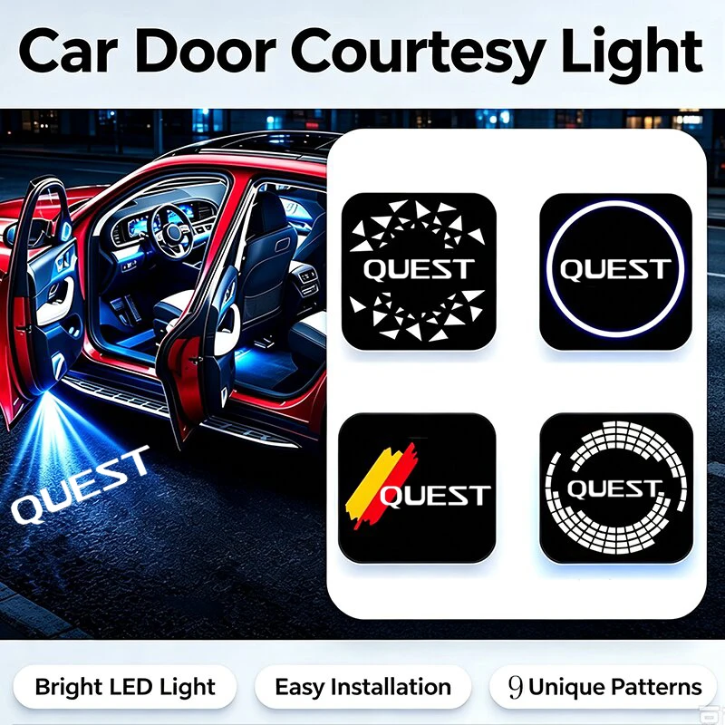2PCS LED Car Emblem Door Welcome Lights Projector Lamp for Nissan QUEST Logo 2005-2015 Accessories