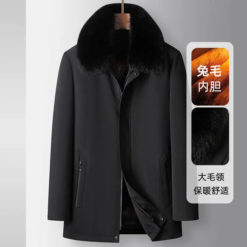 New Arrival Fahsion Men's Winter Fox Fur Collar Thickened Detachable Rabbit Fur Inner Tank Fur Integrated Overcome Size M-4XL