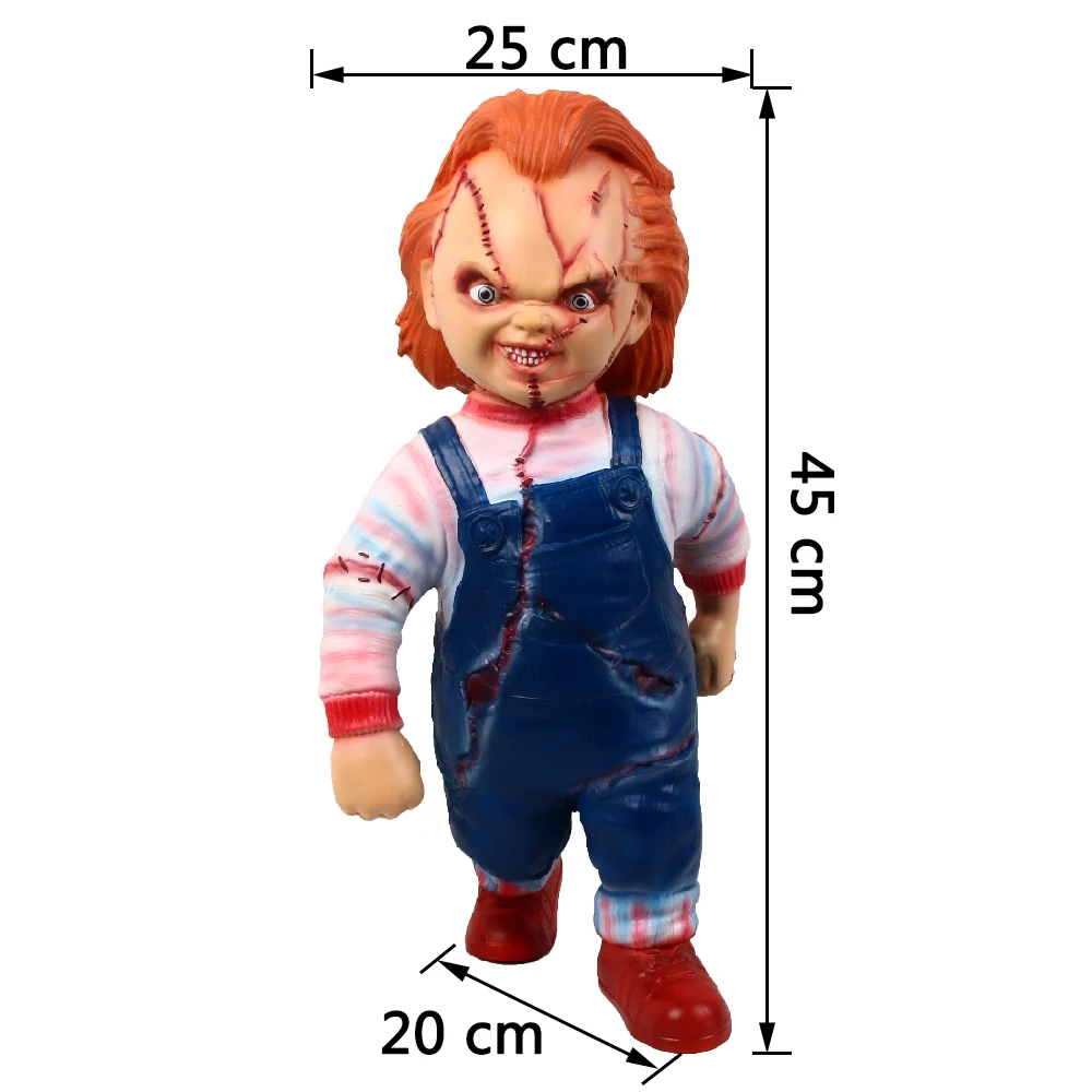 Jeu d'enfant 1:1 Chucky poupée debout Statue horreur Chucky Figure modèle jouet poupée à collectionner Halloween chambre décor accessoire enfants cadeau