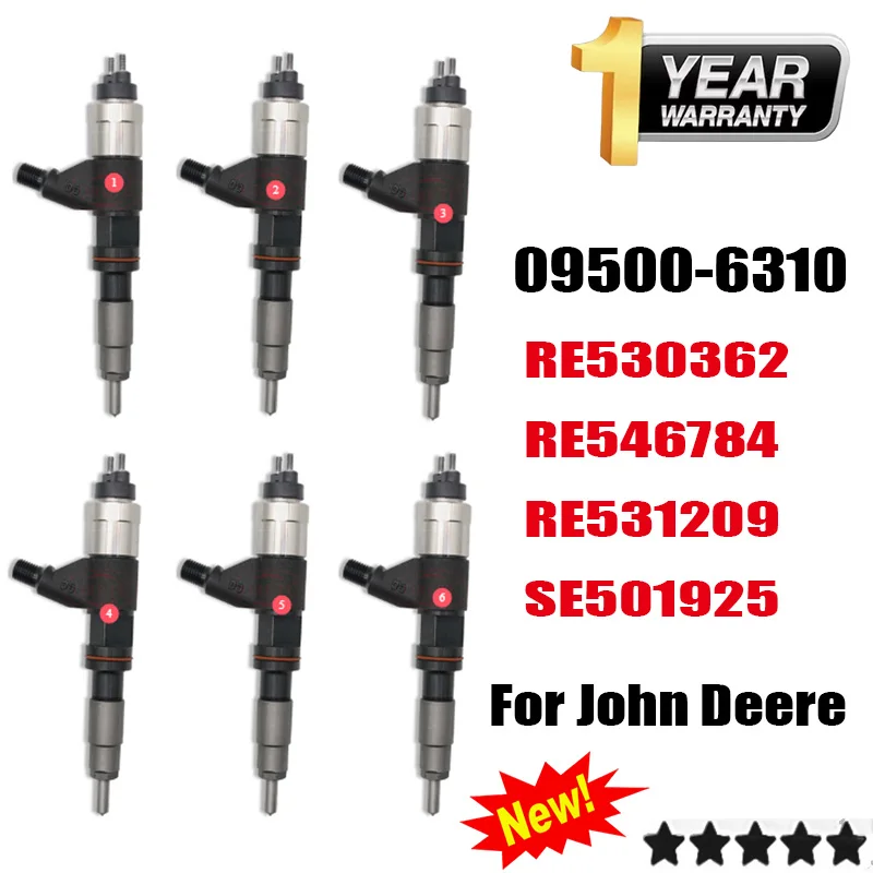

6 PCS 095000-6310 RE530362 Nozzle RE546784 RE531209 SE501925 For John Deere Engine New Diesel Common Rail Fuel Injector ORLTL