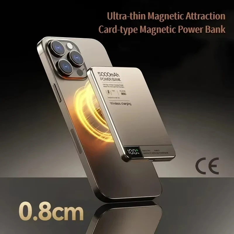 بطارية خارجية من Xiaomi 10000 مللي أمبير في الساعة باور بانك لاسلكي مغناطيسي PD22.5W شاشة ديجيتال شحن سريع لهاتف Magsafe لهاتف iPhone Samsun