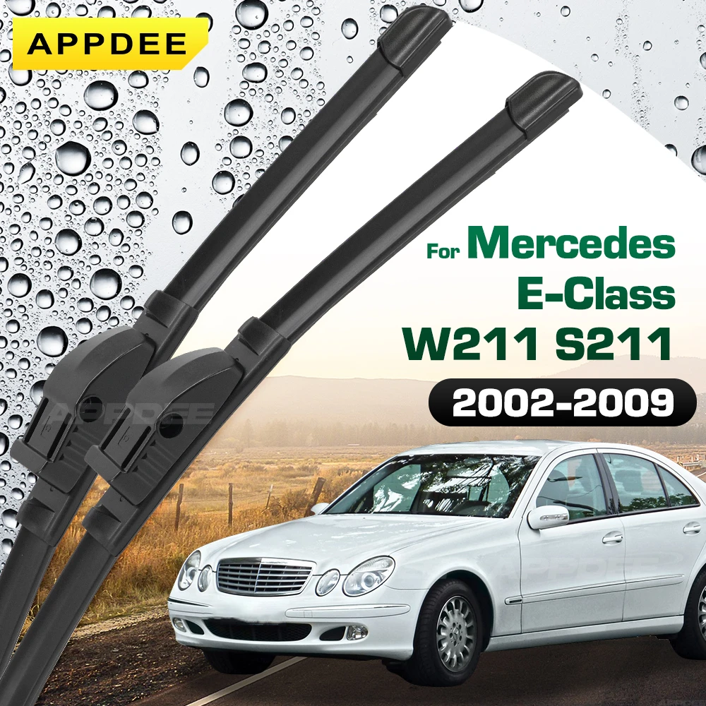 Silikon- und Gummi-Frontwischerblätter-Set für Mercedes Benz E-Klasse W211 S211 2002–2009 Windschutzscheibe 26 Zoll (26 Zoll