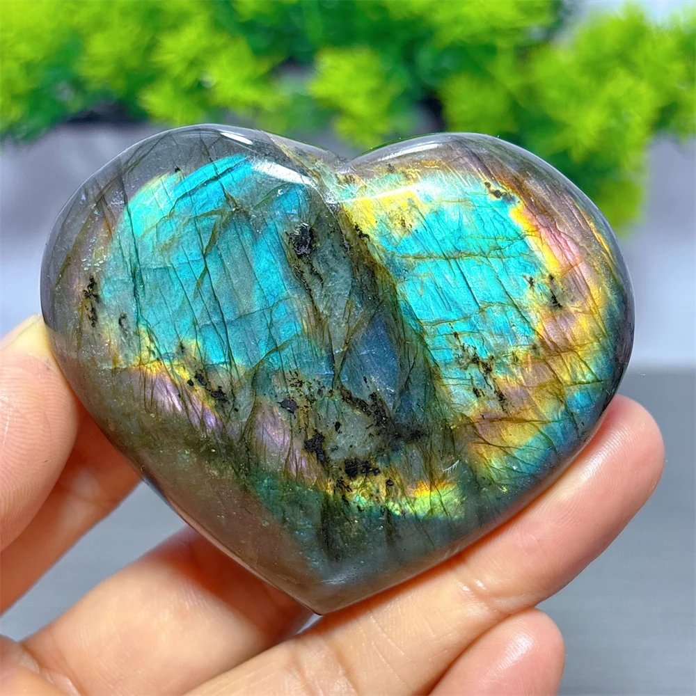 Labradorite Heart Natural Crystal Room Decor Lucky Quartz Stone Garden Reiki Gifts Healing Energy Love Home Decoritems