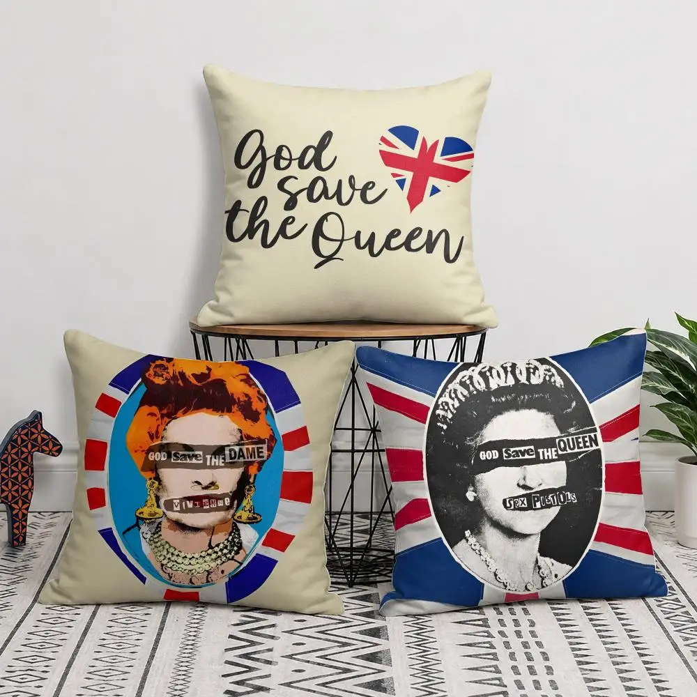 Brand S-Save the Queen Cushion Cover Soft Short Plush Double-Sided Printing Home Decor Machine Washable Pillow Case Gift