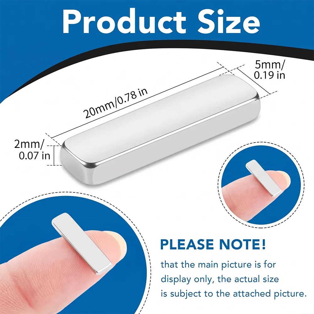 20 50 Pcs Magnet 20mm X 5mm X 2mm Block Super Powerful Strong Permanent Magnetic For Fridge DIY Building Scientific Projects Use